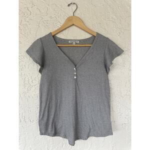 Green Envelope Los Angeles Striped T-Shirt - Size XS - White with Black Stripes